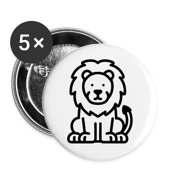 lion - Lot de 5 grands badges (56 mm) - blanc - Devant