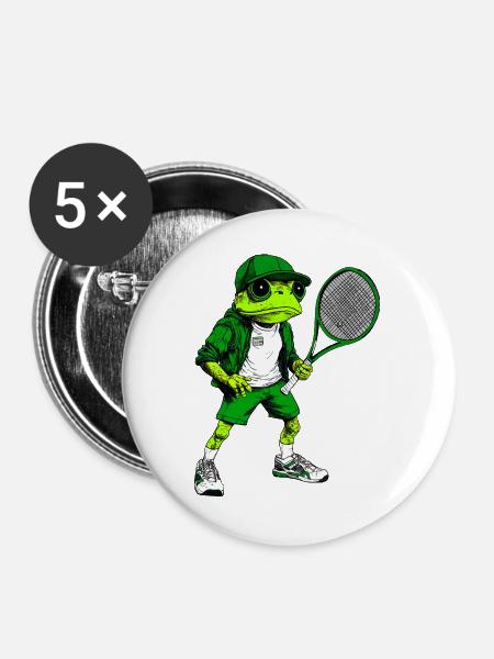 Tennis Frösche - Buttons groß 56 mm (5er Pack) - Weiß