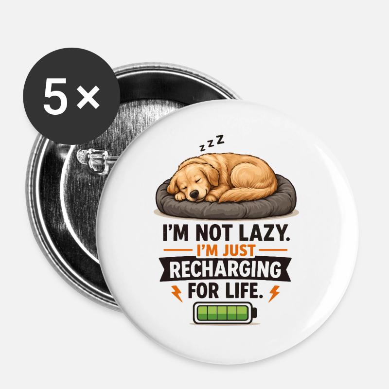 Recharge Mode: Sleepy Pup - Buttons large 2.2''/56 mm (5-pack) - white