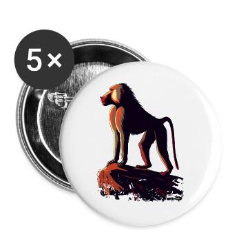 Pavian - Buttons groß 56 mm (5er Pack) - Weiß - Vorne