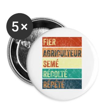 Agriculteur Fier - Lot de 5 grands badges (56 mm) - blanc - Devant
