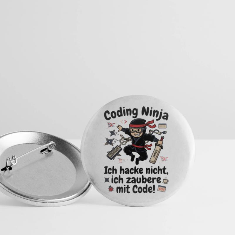 Coder Ninja Programmierer Humor Buttons groß 56 mm (5er Pack)