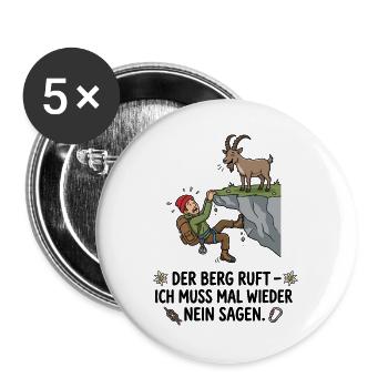 Der Berg ruft Humor Klettern - Buttons groß 56 mm (5er Pack) - Weiß - Vorne