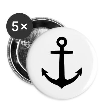 Anker Maritim Schiff Logo - Buttons groß 56 mm (5er Pack) - Weiß - Vorne