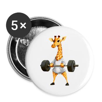 Giraffe Sport - Buttons groß 56 mm (5er Pack) - Weiß - Vorne