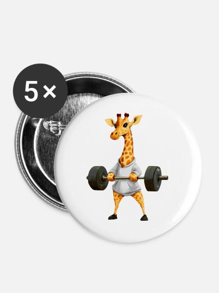 Giraffe Sport - Buttons groß 56 mm (5er Pack) - Weiß