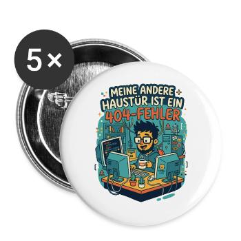 Programmierer 404 Fehler Humor - Buttons groß 56 mm (5er Pack) - Weiß - Vorne