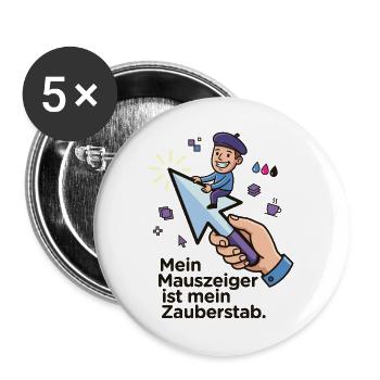 Mauszeiger Zauberstab Designer Humor - Buttons groß 56 mm (5er Pack) - Weiß - Vorne