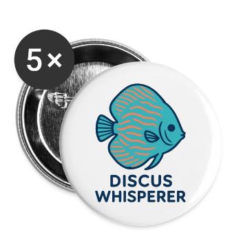 Passionné de Poisson Discus Bleu et Orange - Lot de 5 grands badges (56 mm) - blanc - Devant