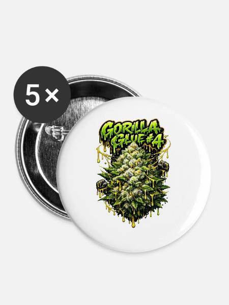 Gorilla Glue #4 Graffiti-Bud-Print - Buttons groß 56 mm (5er Pack) - Weiß