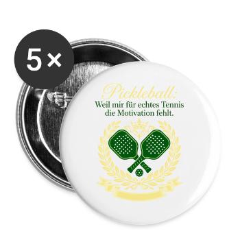Pickleball Tennis Motivation Wappen Design - Buttons groß 56 mm (5er Pack) - Weiß - Vorne