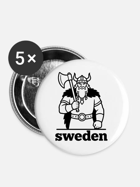 Schweden - Buttons groß 56 mm (5er Pack) - Weiß