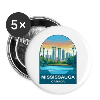 Mississauga Canada Absolute Towers Art de voyage - Lot de 5 grands badges (56 mm) - blanc - Devant