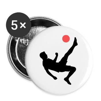 Dynamischer Fallrückzieher Fußball - Buttons groß 56 mm (5er Pack) - Weiß - Vorne