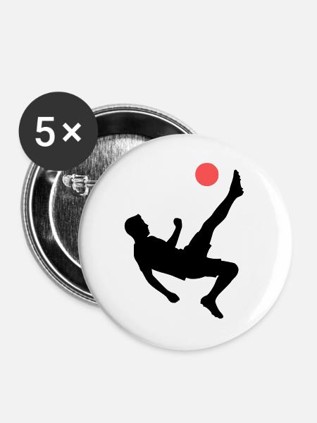Dynamischer Fallrückzieher Fußball - Buttons groß 56 mm (5er Pack) - Weiß