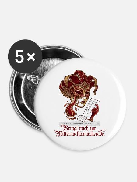 Dramatisches Mitternachtsmaskerade Design für Buch - Buttons groß 56 mm (5er Pack) - Weiß