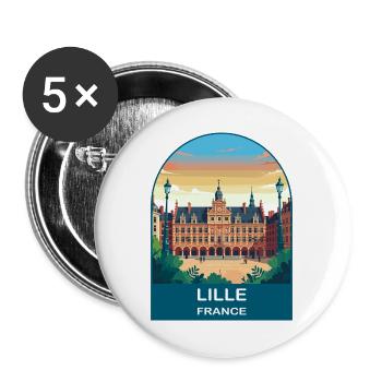 Lille France Grand Place Vintage Travel Poster - Buttons large 2.2''/56 mm (5-pack) - white - Front