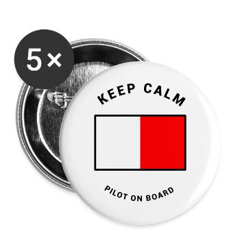 Amiral H - pilote à bord du navire pilote - Lot de 5 grands badges (56 mm) - blanc - Devant