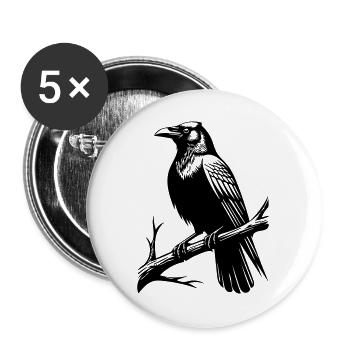 Krähe - Buttons groß 56 mm (5er Pack) - Weiß - Vorne