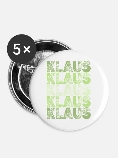 Klaus Grid Schriftzug Muster - Buttons groß 56 mm (5er Pack) - Weiß