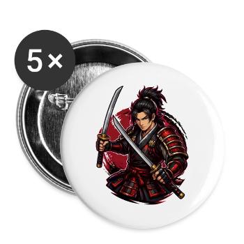 Samurai Fighter in Red Swirl - Buttons large 2.2''/56 mm (5-pack) - white - Front