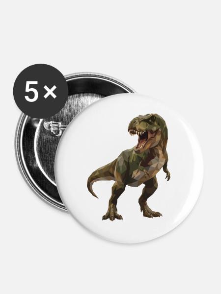 Geometrischer grüner T-Rex Low Poly Tarnmuster - Buttons groß 56 mm (5er Pack) - Weiß