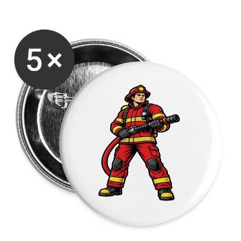 Firefighter in action dynamic red outfit - Buttons large 2.2''/56 mm (5-pack) - white - Front