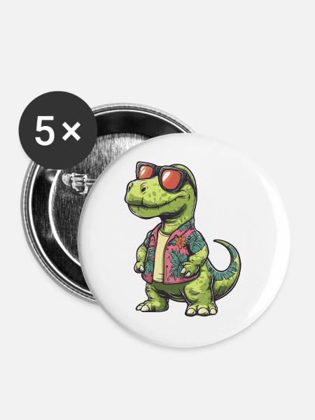 Dinosaurier brontosaurus Comic Urlaub - Buttons groß 56 mm (5er Pack) - Weiß