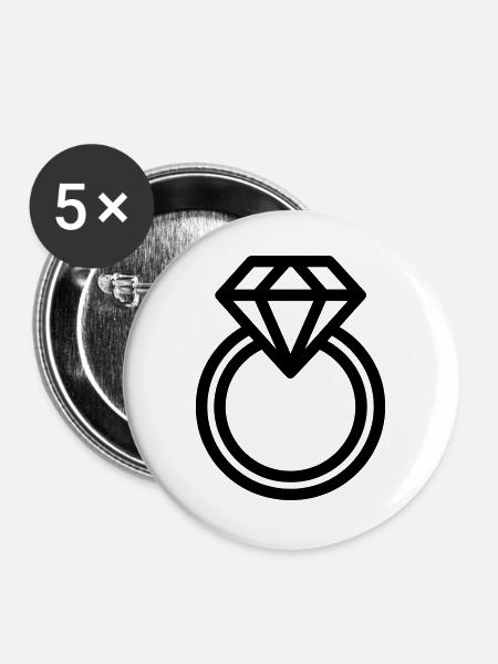Diamantring - Buttons groß 56 mm (5er Pack) - Weiß
