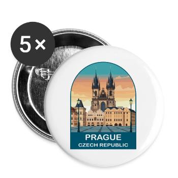 Prague Czech Republic Vintage Poster - Buttons large 2.2''/56 mm (5-pack) - white - Front