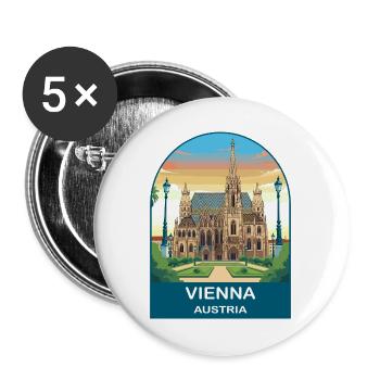 Vienna Austria Vintage Travel Poster - Buttons large 2.2''/56 mm (5-pack) - white - Front