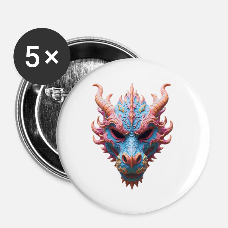 Aurora Dragon Mask - Buttons large 2.2''/56 mm (5-pack) - white