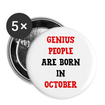 Baby Genius Birth Gift October - Buttons large 2.2''/56 mm (5-pack) - white - Front
