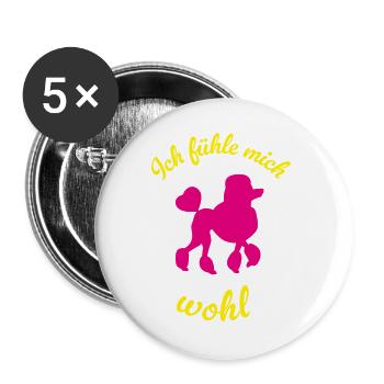 Caniche Well Chiens Vie de bureau Humour Wauwau Fan Dog - Lot de 5 grands badges (56 mm) - blanc - Devant