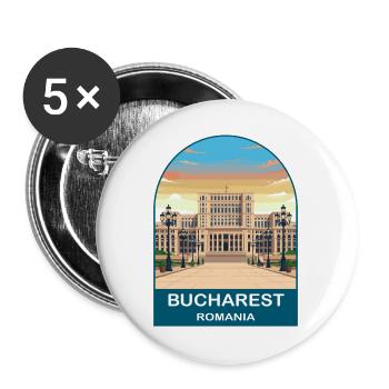 Bukarest Rumänien Vintage-Reiseplakat - Buttons groß 56 mm (5er Pack) - Weiß - Vorne
