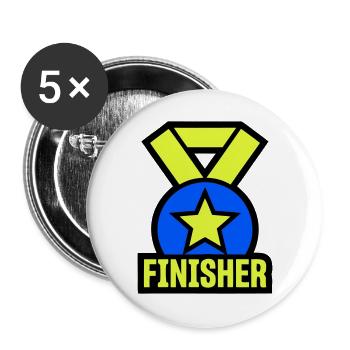Stolzer Finisher Medaille Stern - Buttons groß 56 mm (5er Pack) - Weiß - Vorne