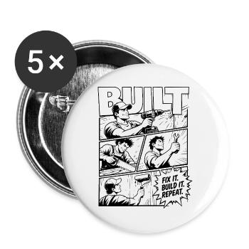 Built Fix It Build It Repeat - Buttons groß 56 mm (5er Pack) - Weiß - Vorne