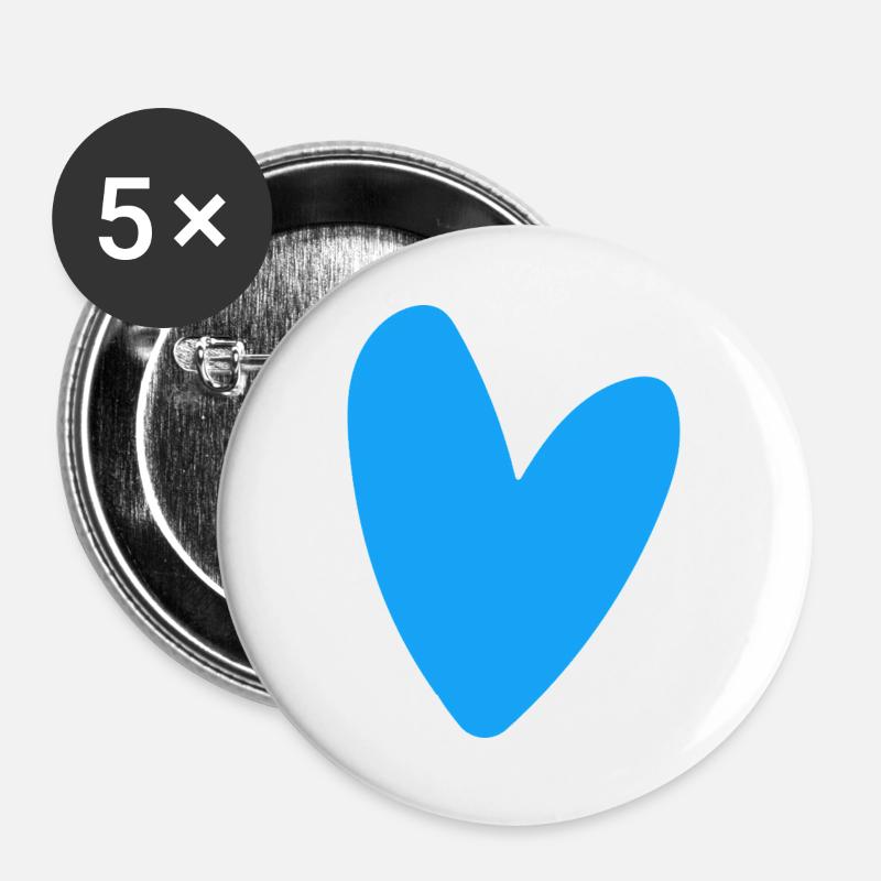 Blue heart neon retro style striking - Buttons large 2.2''/56 mm (5-pack) - white