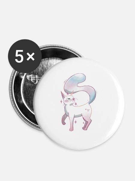 Süße Katze trans pride - Buttons groß 56 mm (5er Pack) - Weiß