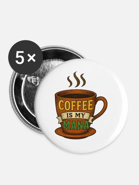 Coffee Mana Tasse Illustration - Buttons groß 56 mm (5er Pack) - Weiß