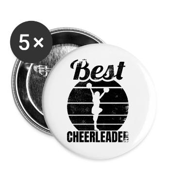Meilleure pom-pom girl féminine de tous les temps - Lot de 5 grands badges (56 mm) - blanc - Devant