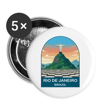 Rio de Janeiro Brazil Vintage Travel Poster - Buttons large 2.2''/56 mm (5-pack) - white - Front