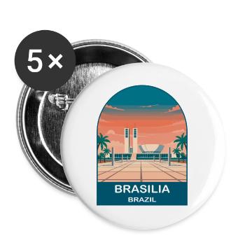 Brasilia Brazil Skyline Vintage Travel Poster - Buttons large 2.2''/56 mm (5-pack) - white - Front
