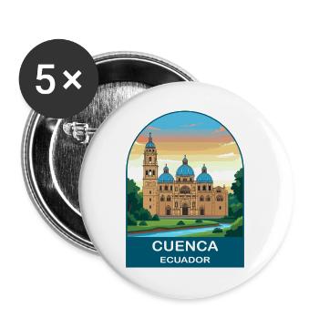 Cuenca Ecuador Vintage Cathedral Travel Poster - Buttons large 2.2''/56 mm (5-pack) - white - Front