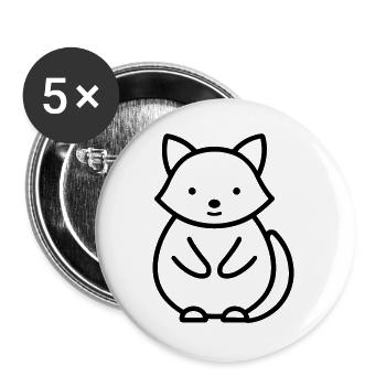 Waschbär - Buttons groß 56 mm (5er Pack) - Weiß - Vorne
