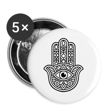 Hamsa sign - Buttons large 2.2''/56 mm (5-pack) - white - Front