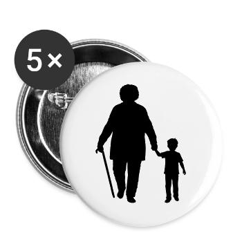 Großeltern Enkelkind Silhouette Spazieren Familie - Buttons groß 56 mm (5er Pack) - Weiß - Vorne