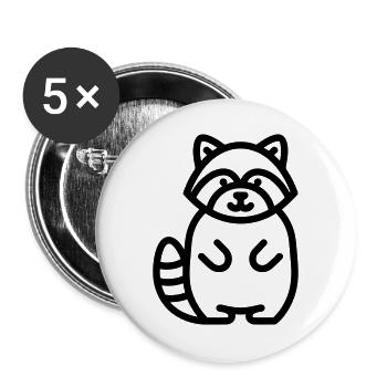 raton laveur - Lot de 5 grands badges (56 mm) - blanc - Devant