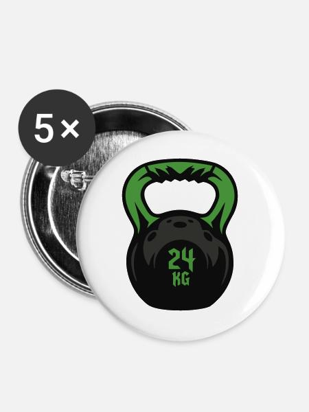 Kettlebell 24 KG Kugelhantel - Buttons groß 56 mm (5er Pack) - Weiß