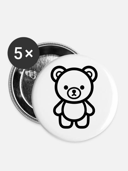 Bärenjunges - Buttons groß 56 mm (5er Pack) - Weiß